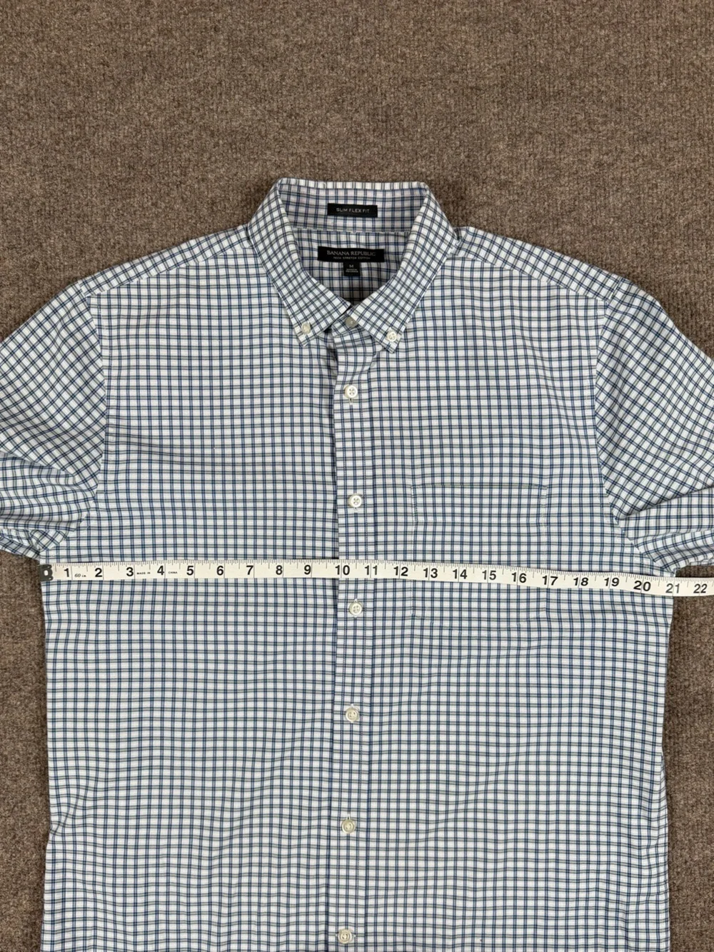 Banana Republic Blue Checkered Button Up Long Sleeve Shirt Men’s M Slim Flex Fit